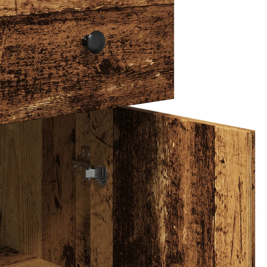 Dressoir 70x30x80 cm bewerkt hout oud houtkleurig