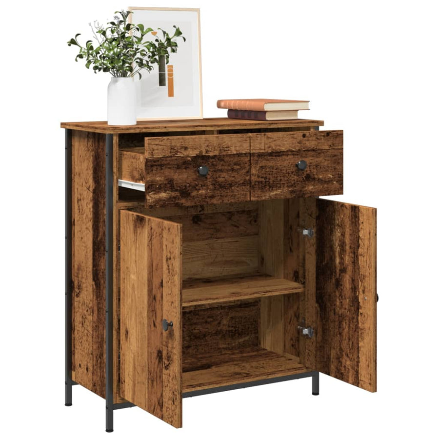 Dressoir 70x30x80 cm bewerkt hout oud houtkleurig