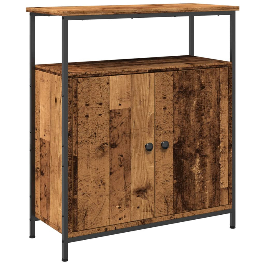 Dressoir 70x30x80 cm bewerkt hout oud houtkleurig