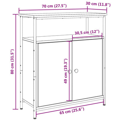 Dressoir 70x30x80 cm bewerkt hout artisanaal eikenkleur