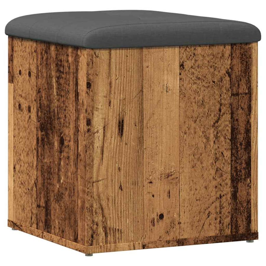 Opbergbank 42x42x45 cm bewerkt hout oud houtkleurig