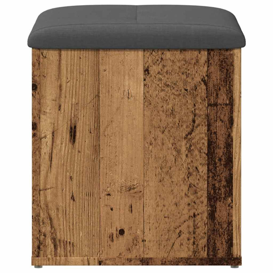 Opbergbank 42x42x45 cm bewerkt hout oud houtkleurig