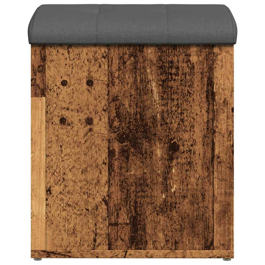Opbergbank 42x42x45 cm bewerkt hout oud houtkleurig