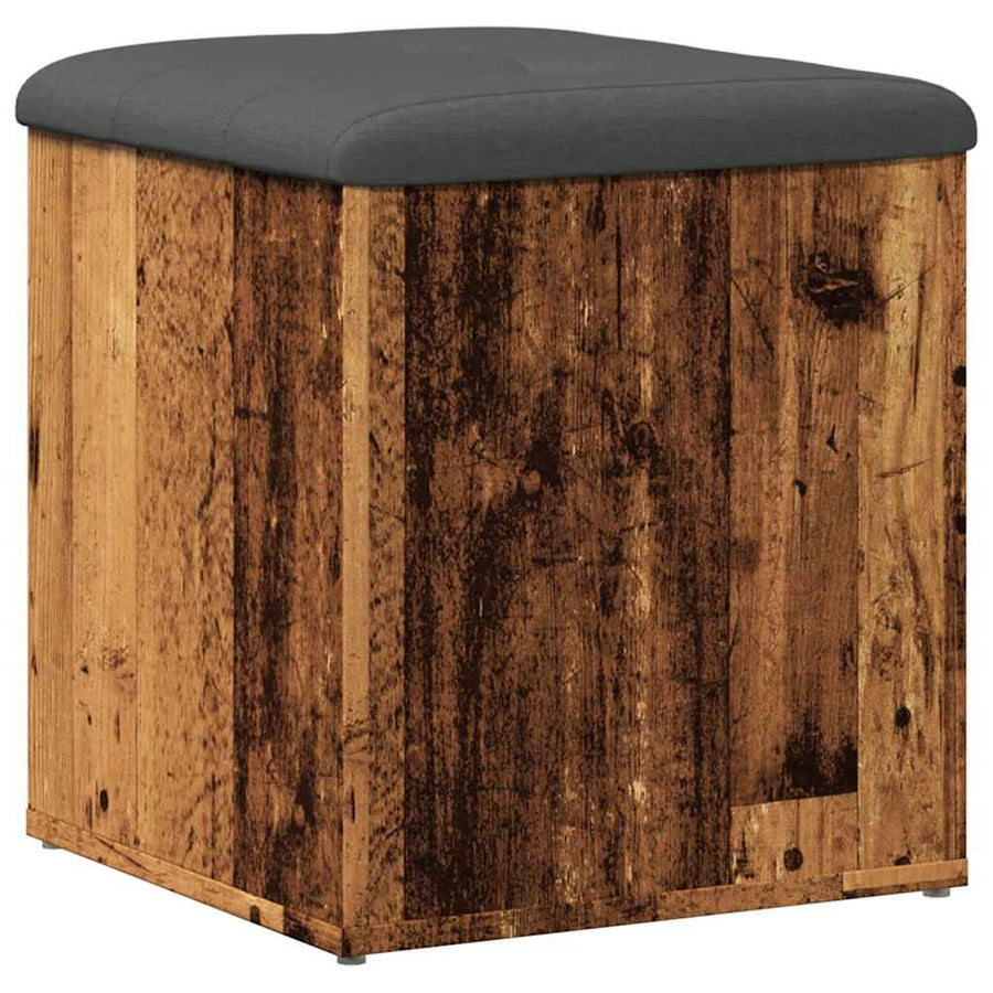 Opbergbank 42x42x45 cm bewerkt hout oud houtkleurig