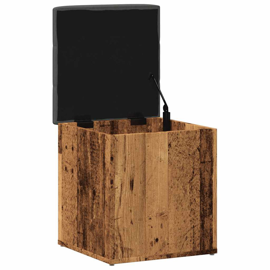 Opbergbank 42x42x45 cm bewerkt hout oud houtkleurig