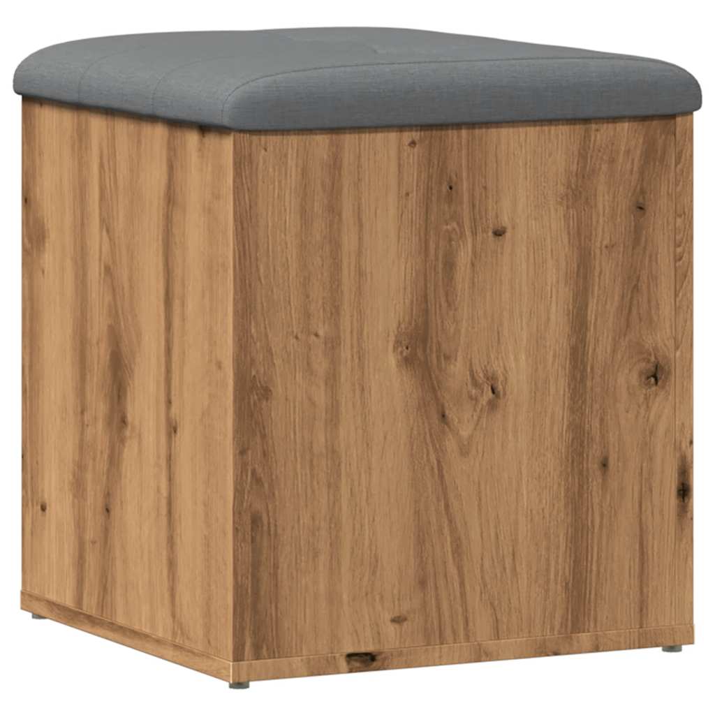 Opbergbankje 42x42x45 cm bewerkt hout artisanaal eikenkleur