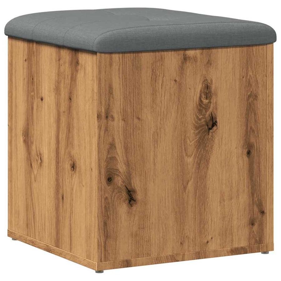 Opbergbankje 42x42x45 cm bewerkt hout artisanaal eikenkleur