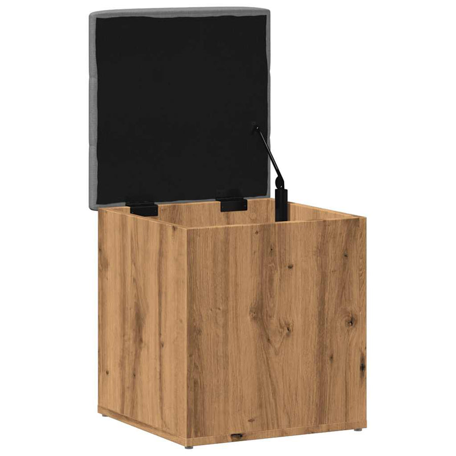 Opbergbankje 42x42x45 cm bewerkt hout artisanaal eikenkleur