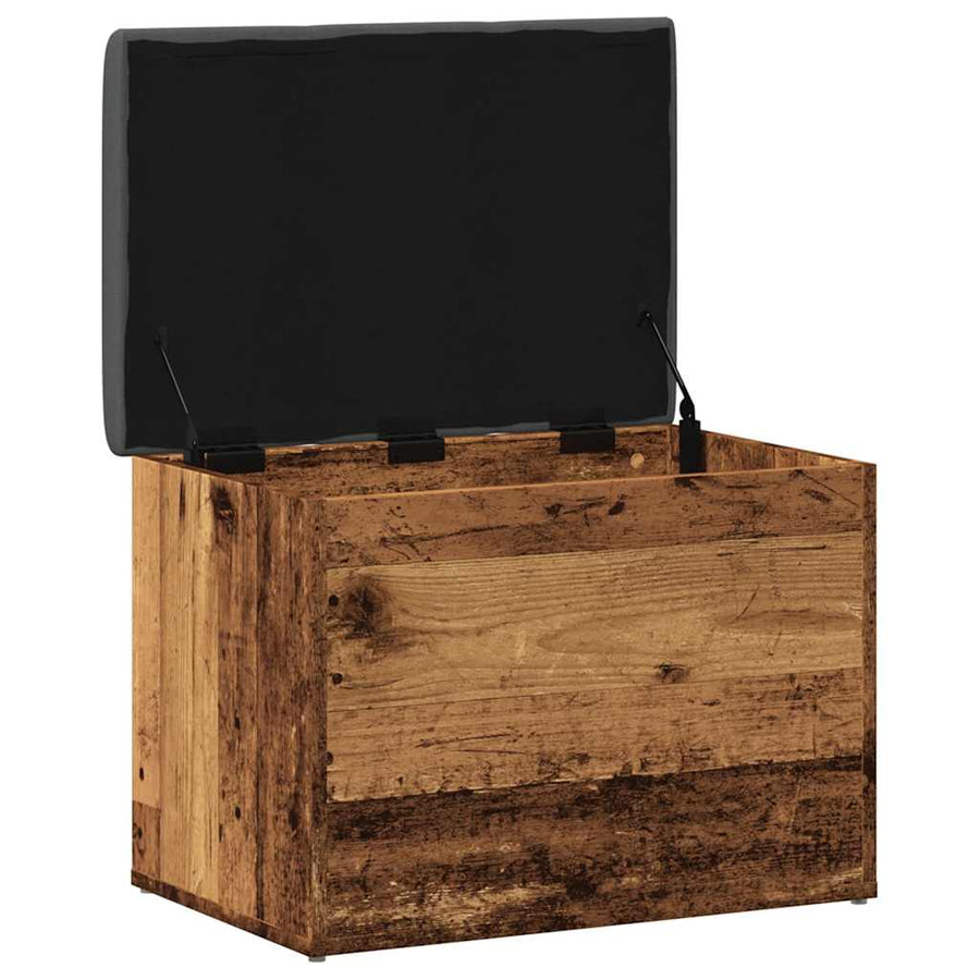 Opbergbankje 62x42x45 cm bewerkt hout oud houtkleurig