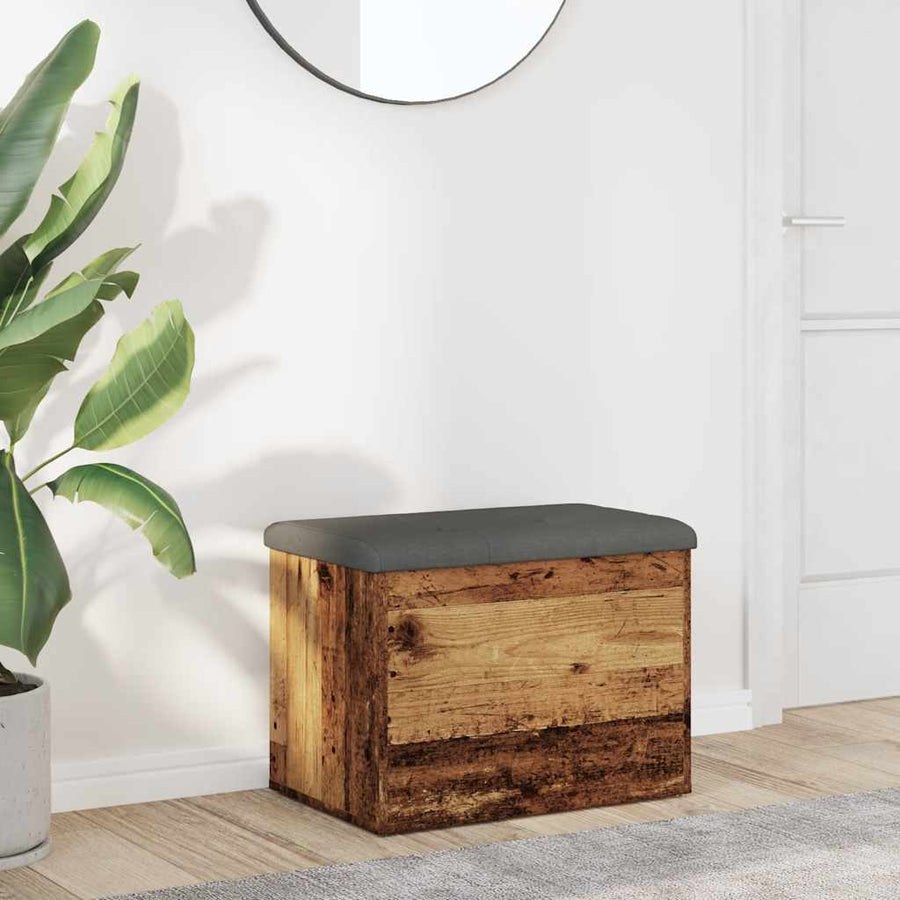 Opbergbankje 62x42x45 cm bewerkt hout oud houtkleurig