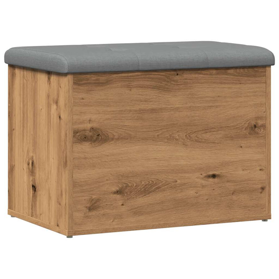 Opbergbankje Bewerkt Hout Artisanaal Eikenkleur 62 x 42 x 45 cm artisanaal eikenkleurig