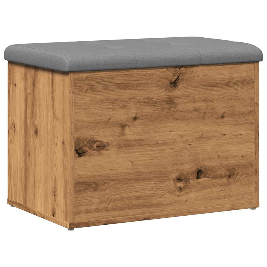 Opbergbankje Bewerkt Hout Artisanaal Eikenkleur 62 x 42 x 45 cm artisanaal eikenkleurig