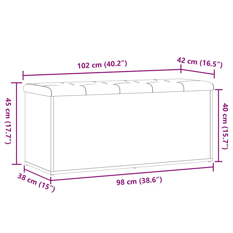 Opbergbankje Bewerkt Hout Artisanaal Eikenkleur 102 x 42 x 45 cm artisanaal eikenkleurig