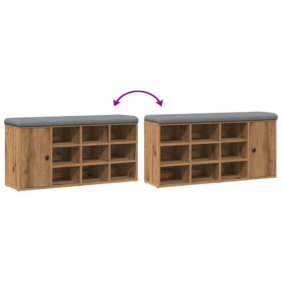 Schoenenbank 102x32x50 cm bewerkt hout artisanaal eikenkleur
