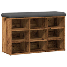 Schoenenbank 82x32x50 cm bewerkt hout oud houtkleurig