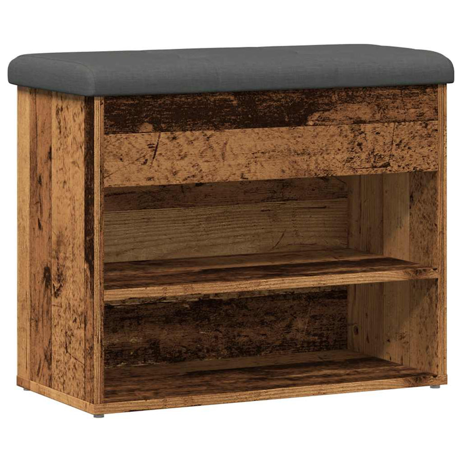 Schoenenbank 62x32x50 cm bewerkt hout oud houtkleurig
