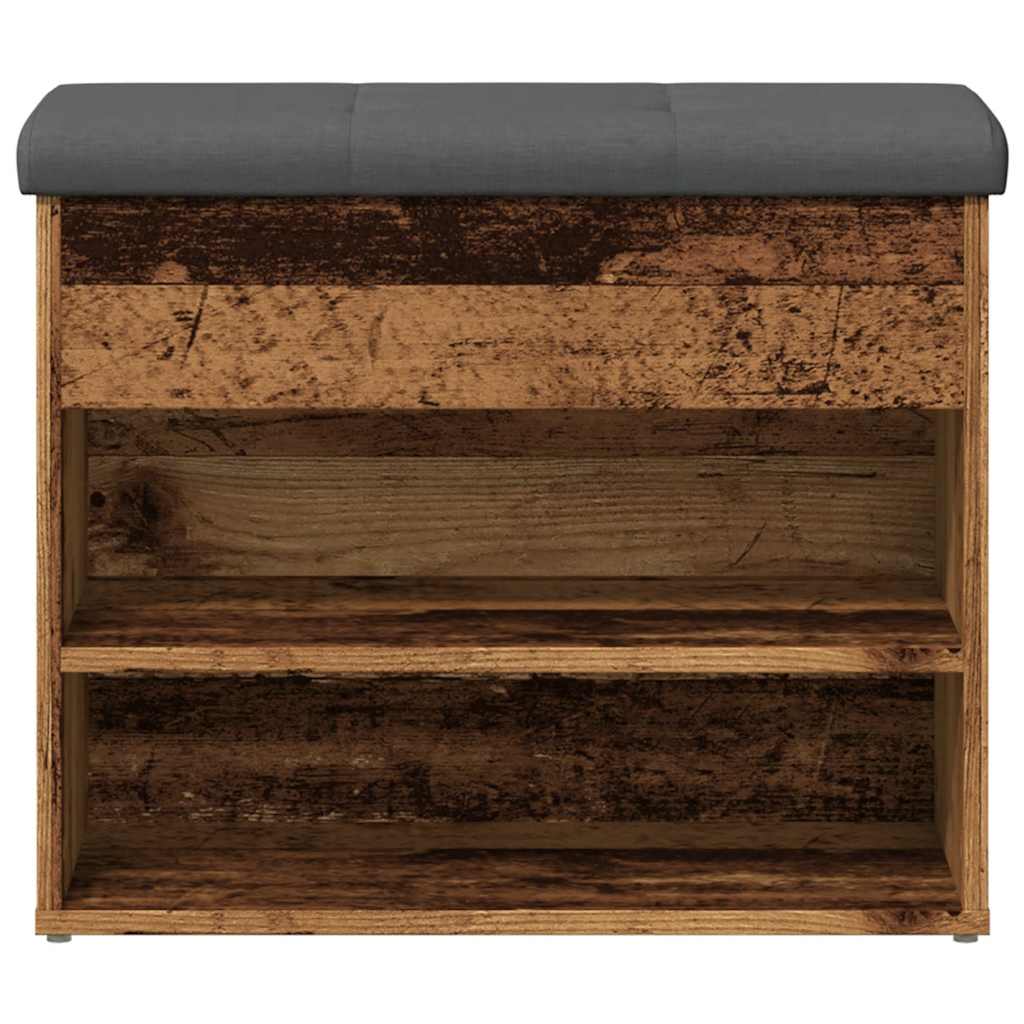 Schoenenbank 62x32x50 cm bewerkt hout oud houtkleurig