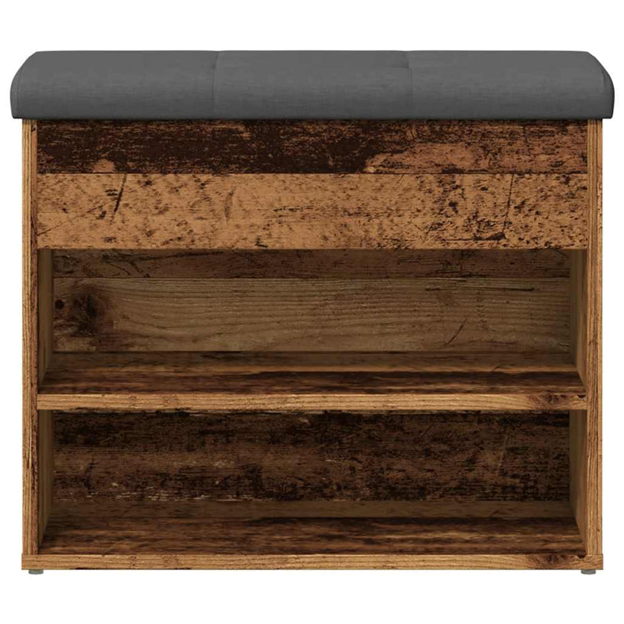 Schoenenbank 62x32x50 cm bewerkt hout oud houtkleurig