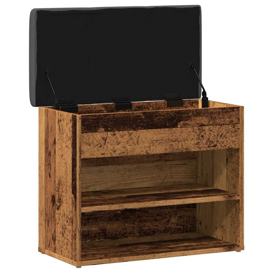 Schoenenbank 62x32x50 cm bewerkt hout oud houtkleurig