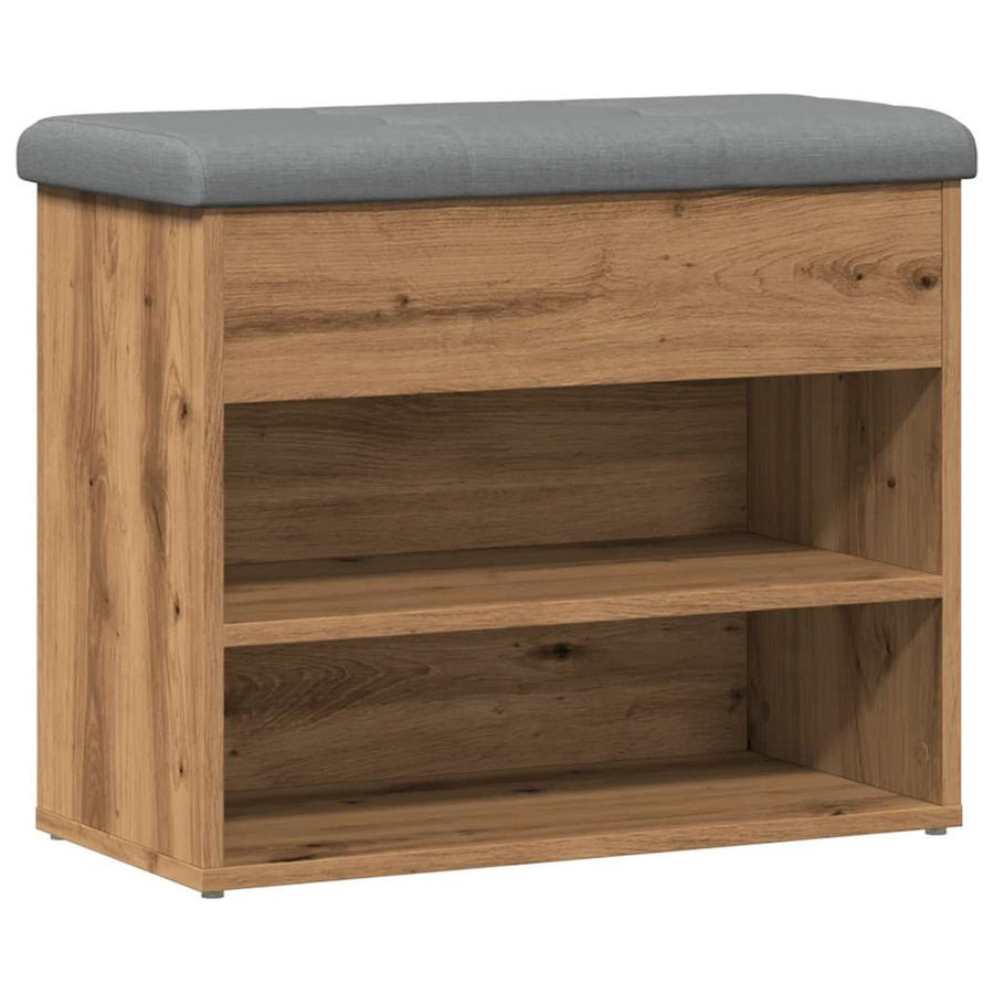 Schoenenbank 62x32x50 cm bewerkt hout artisanaal eikenkleur
