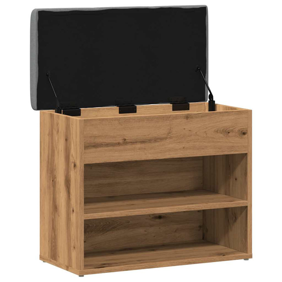 Schoenenbank 62x32x50 cm bewerkt hout artisanaal eikenkleur
