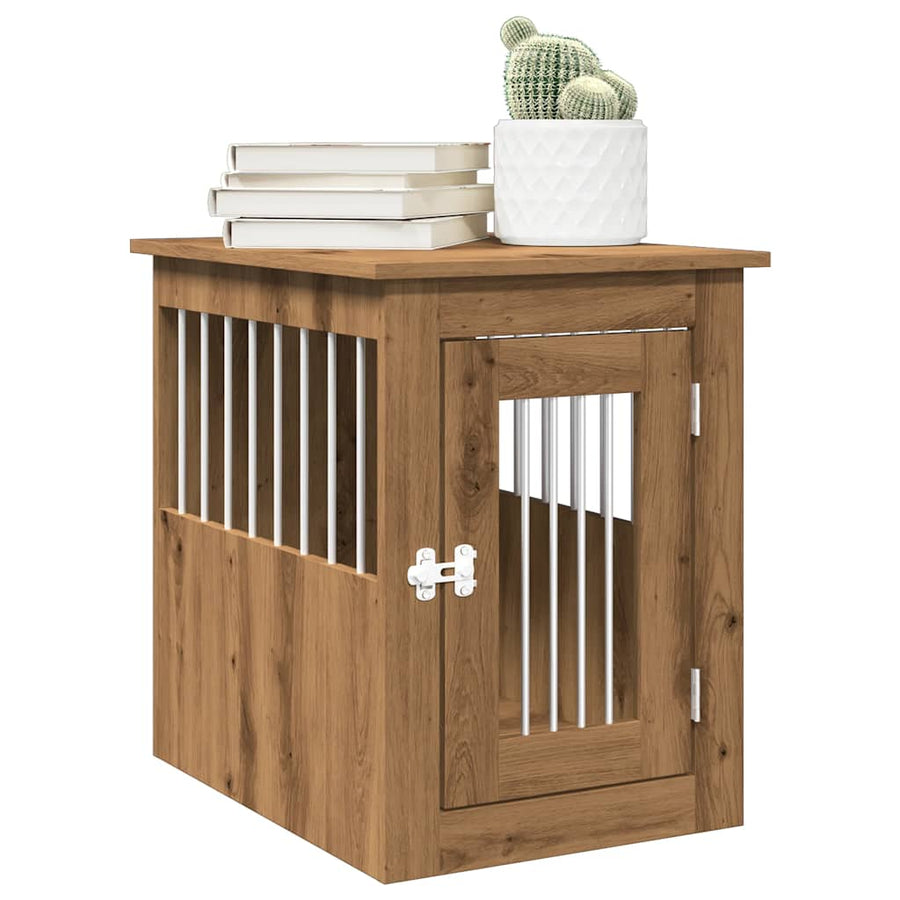 Hondenbench 45x62x59 cm bewerkt hout artisanaal eikenkleurig
