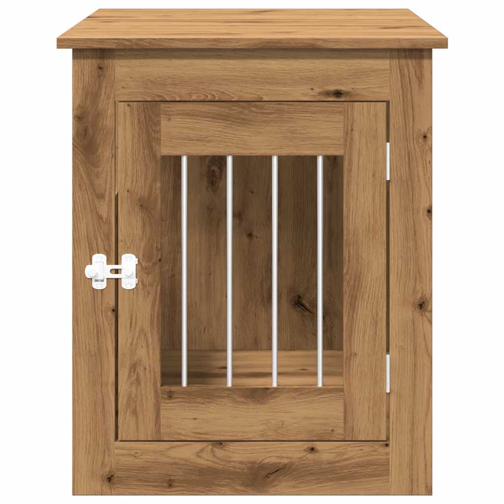 Hondenbench 55x75x65 cm bewerkt hout artisanaal eikenkleurig