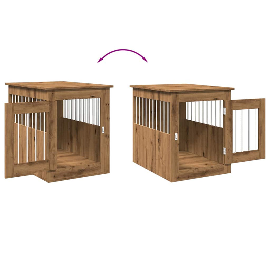 Hondenbench 55x75x65 cm bewerkt hout artisanaal eikenkleurig