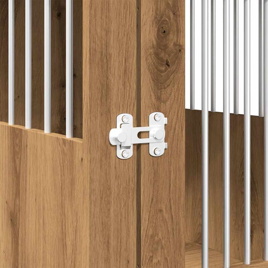 Hondenbench 55x75x65 cm bewerkt hout artisanaal eikenkleurig
