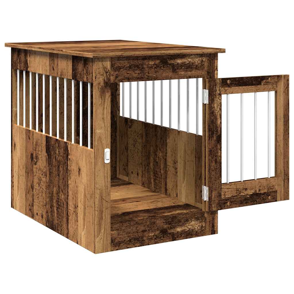 Hondenbench 55x80x68 cm bewerkt hout oud houtkleurig
