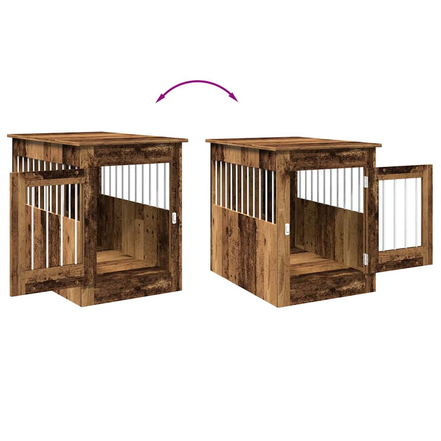 Hondenbench 55x80x68 cm bewerkt hout oud houtkleurig
