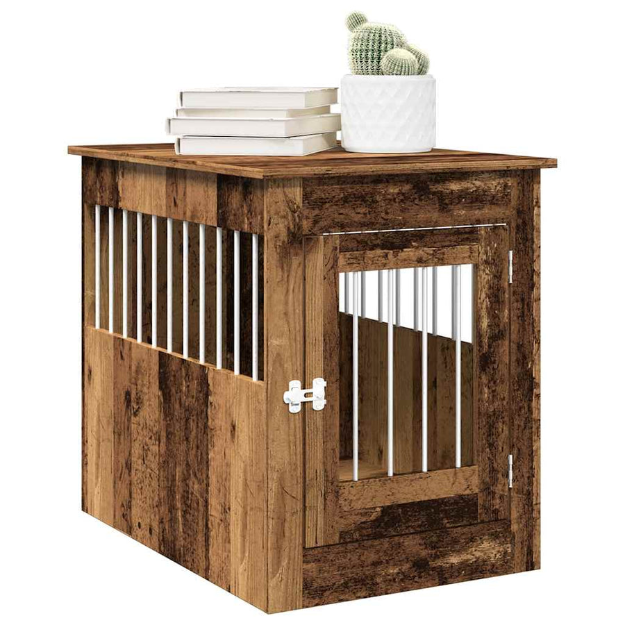 Hondenbench 55x80x68 cm bewerkt hout oud houtkleurig