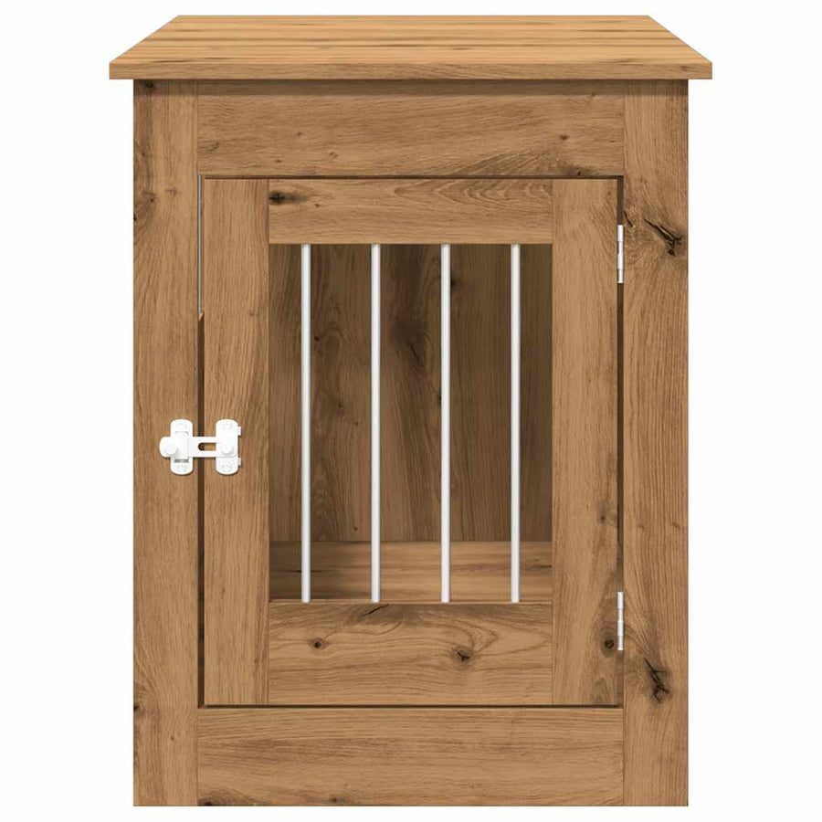 Hondenbench 55x80x68 cm bewerkt hout artisanaal eikenkleurig