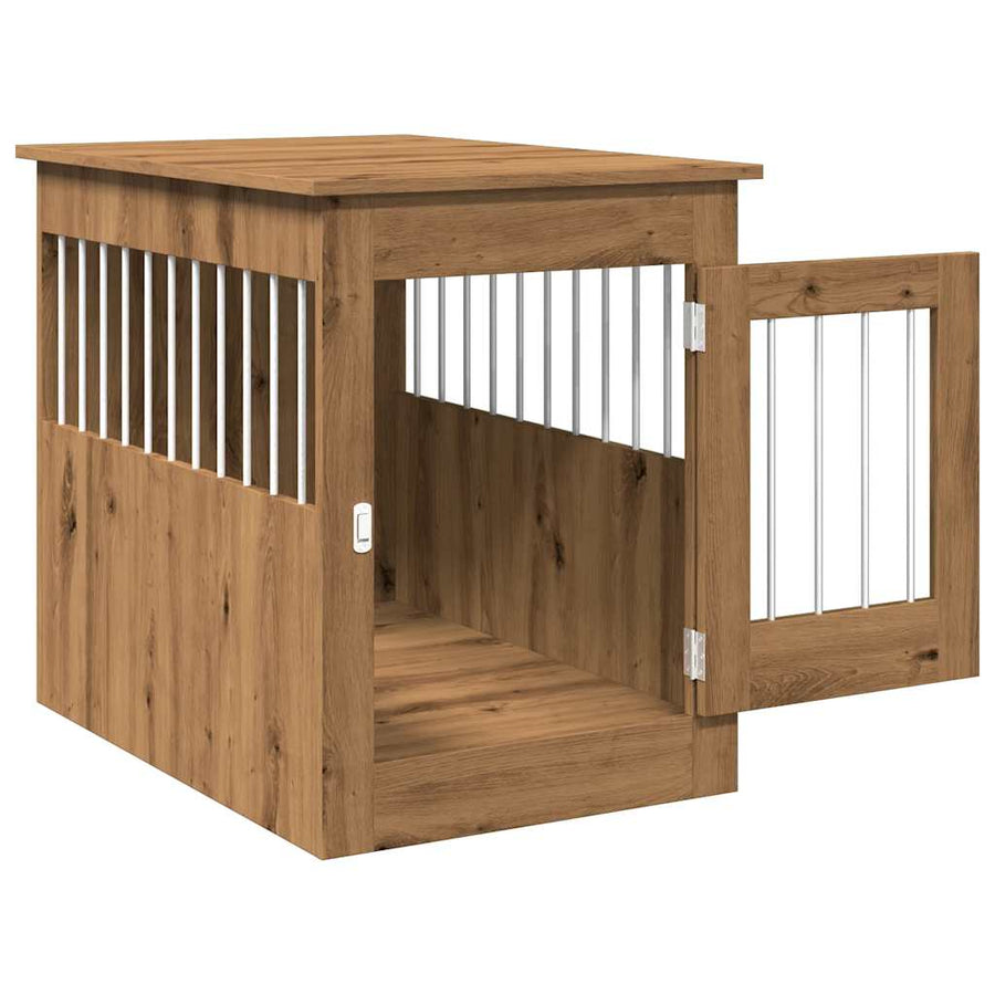 Hondenbench 55x80x68 cm bewerkt hout artisanaal eikenkleurig