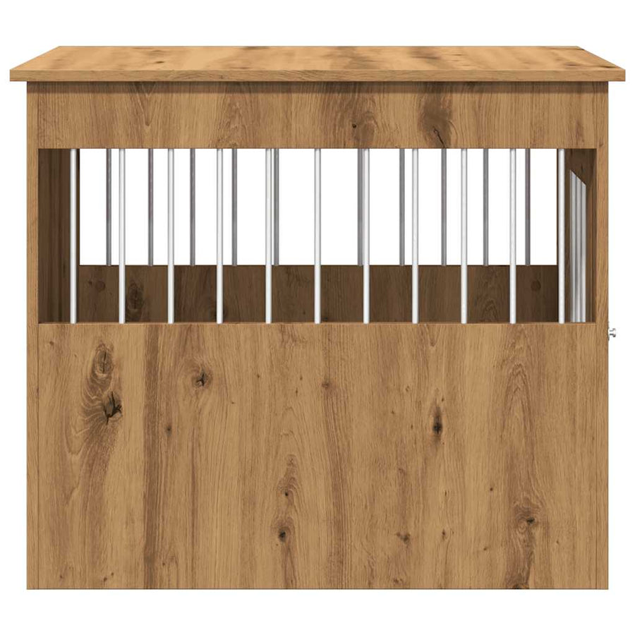Hondenbench 55x80x68 cm bewerkt hout artisanaal eikenkleurig