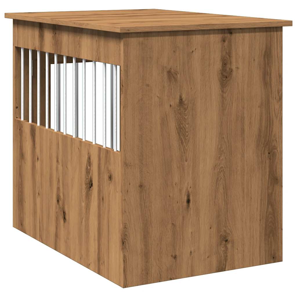 Hondenbench 55x80x68 cm bewerkt hout artisanaal eikenkleurig