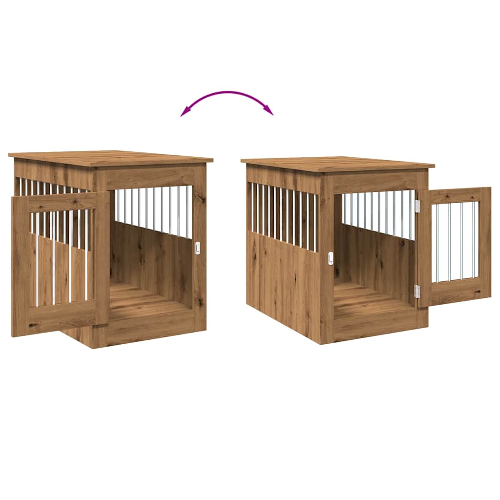 Hondenbench 55x80x68 cm bewerkt hout artisanaal eikenkleurig