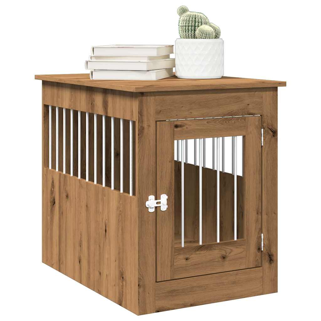 Hondenbench 55x80x68 cm bewerkt hout artisanaal eikenkleurig