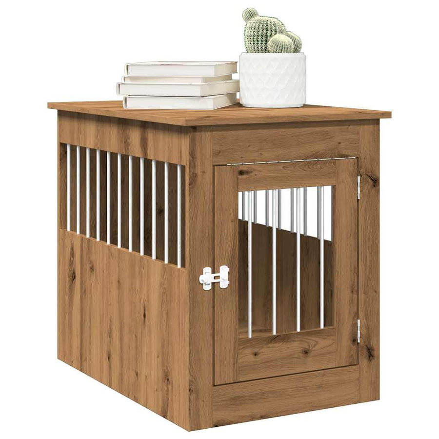 Hondenbench 55x80x68 cm bewerkt hout artisanaal eikenkleurig
