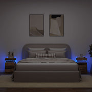 Nachtkastjes 2 st 35x39x55 cm oud houtkleurig met LED