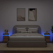 Nachtkastjes 2 st 35x39x55 cm artisanaal eiken met LED