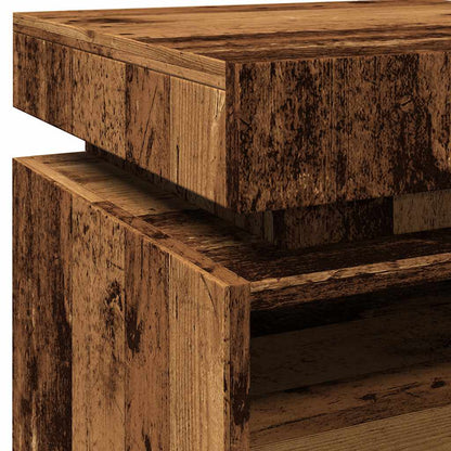 Nachtkastje met LED-verlichting 40x39x48,5 cm oud houtkleurig