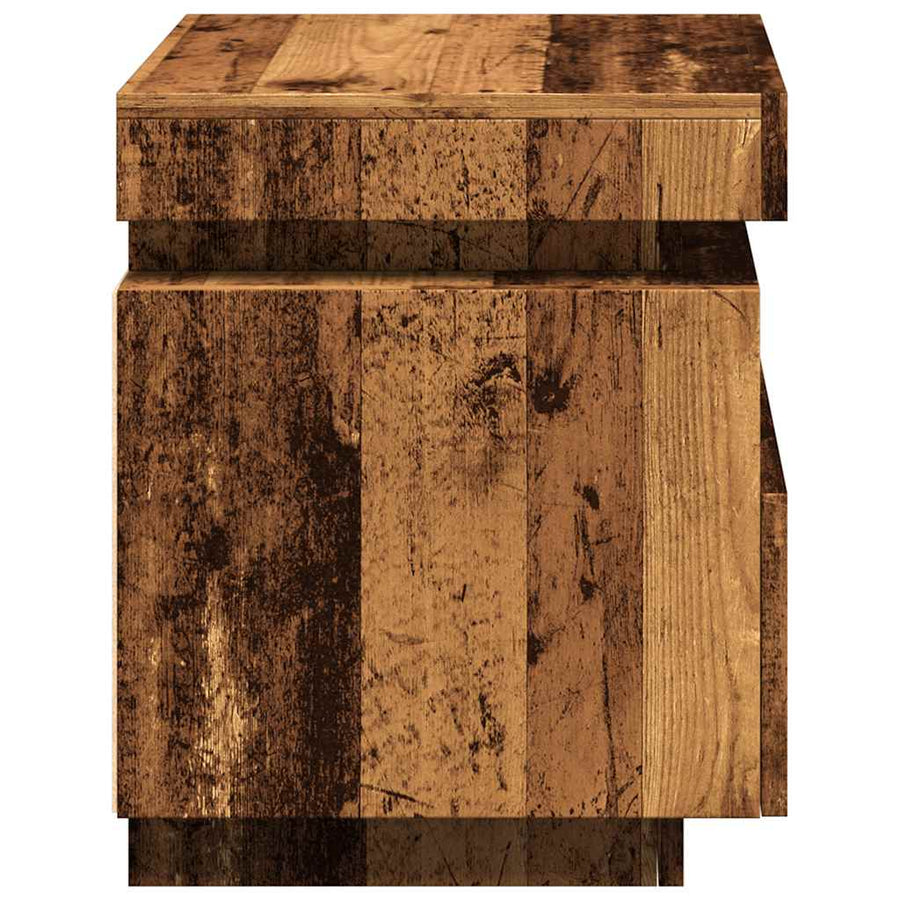 Nachtkastjes met LED-verlichting 2 st 40x39x48,5 cm oud hout