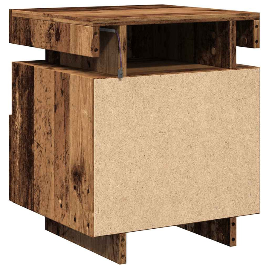 Nachtkastjes met LED-verlichting 2 st 40x39x48,5 cm oud hout