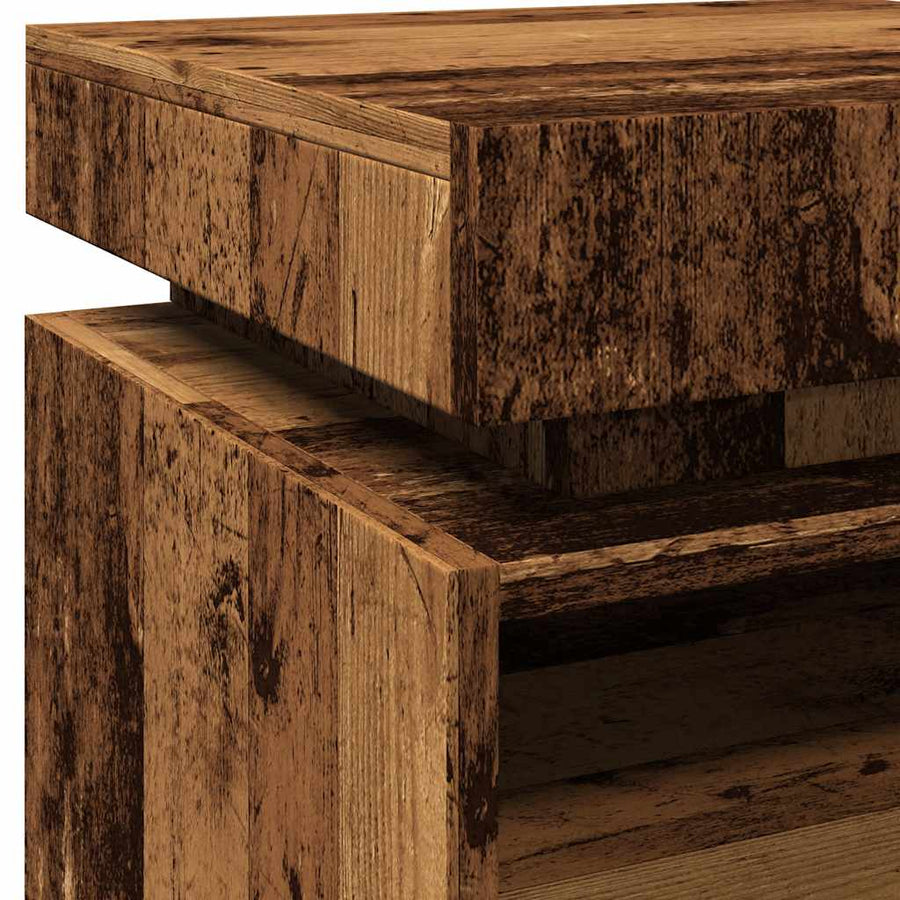Nachtkastjes met LED-verlichting 2 st 40x39x48,5 cm oud hout