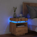 Nachtkastje met LED-verlichting 40x39x48,5 cm artisanaal eiken