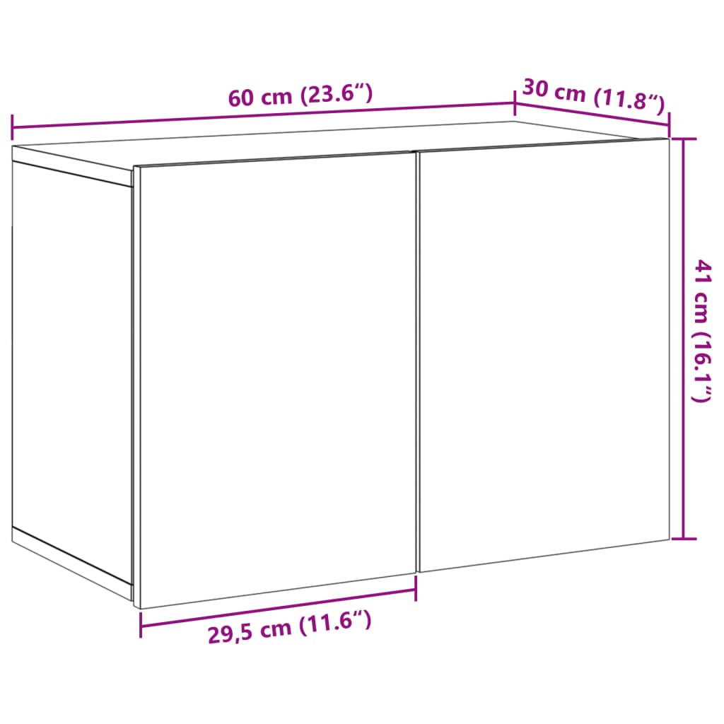 Tv-meubel wandgemonteerd 60x30x41 cm artisanaal eikenkleurig