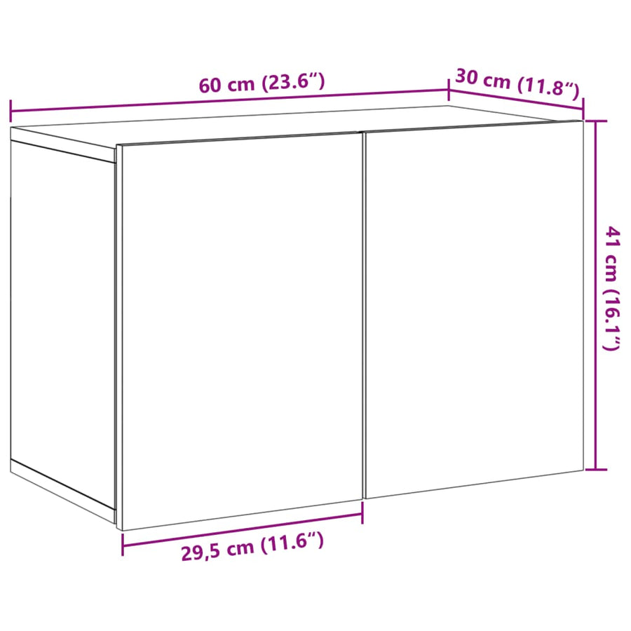 Tv-meubel wandgemonteerd 60x30x41 cm artisanaal eikenkleurig
