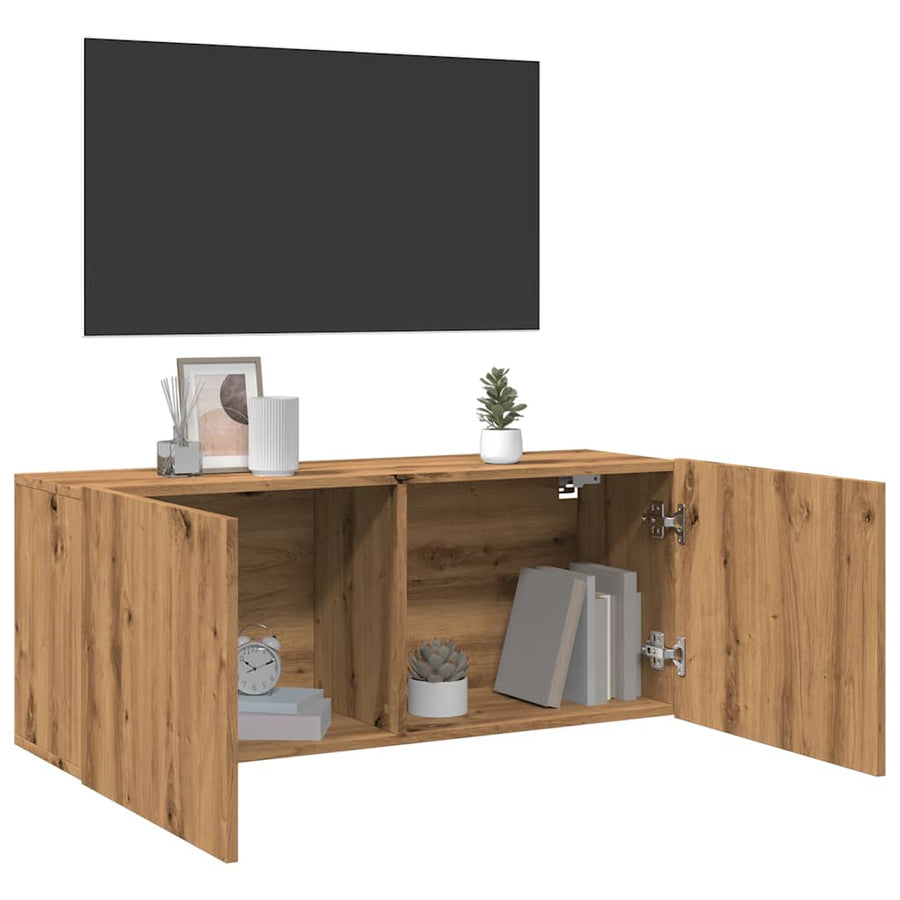 Tv-meubel wandgemonteerd 100x30x41 cm artisanaal eikenkleurig