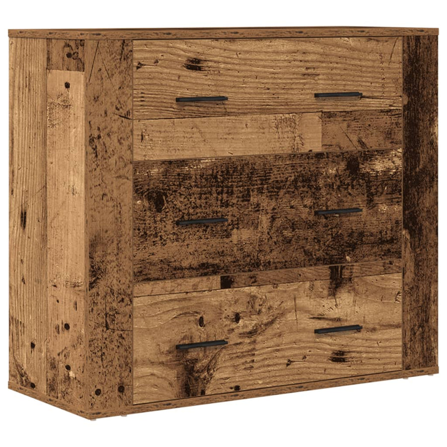Dressoir 80x33x70 cm bewerkt hout oud houtkleurig